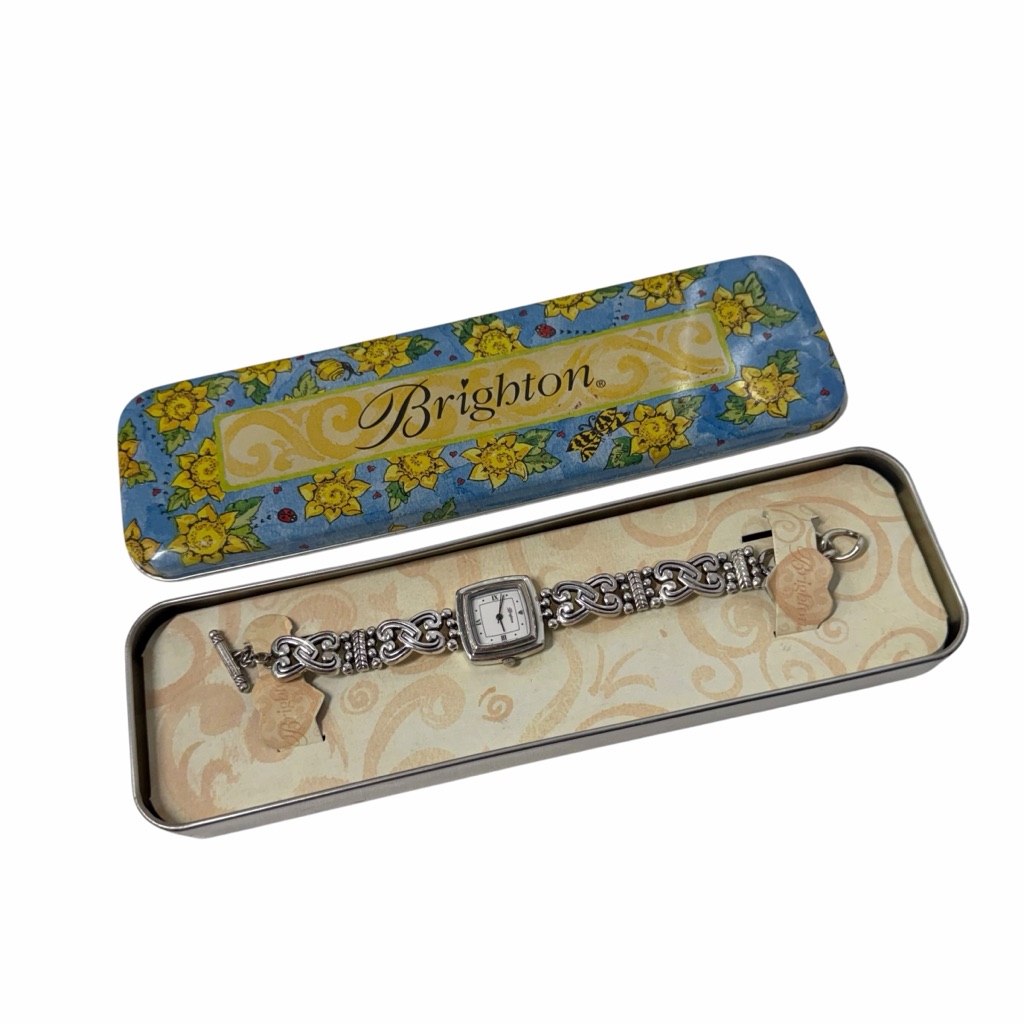 Brighton Silver Tone Bracelet Watch W Original Tin Box